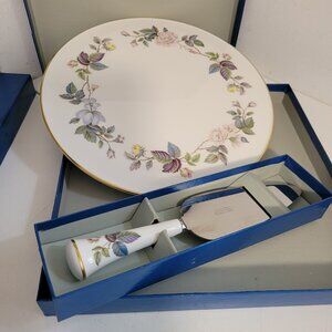 Royal Worcester "June Garland" Cake Stand and Matching cake Server